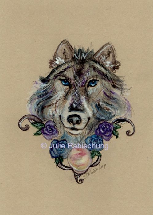 cobalt blue eyes wolf by Julie Rabischung